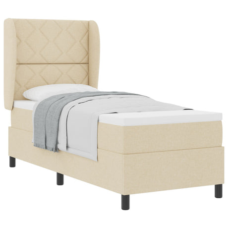 Box Spring Bed With Mattress - Cream, 80X200 Cm Fabric