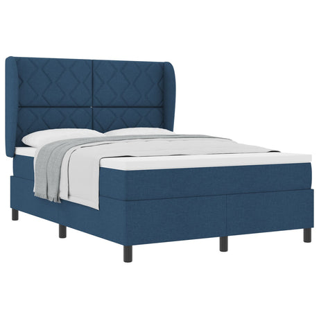 Box Spring Bed With Mattress - Blue, 140X190 Cm, Fabric