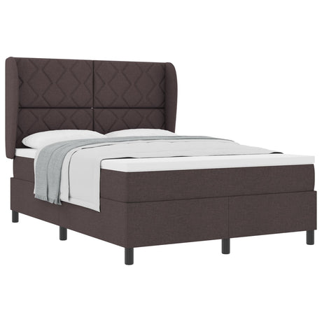 Box Spring Bed With Mattress In Dark Brown - 140X200 Cm Fabric