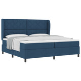 Box Spring Bed With Mattress - Blue, 200X200 Cm, Fabric