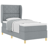 Box Spring Bed With Mattress - Light Grey - 90X200 Cm Fabric