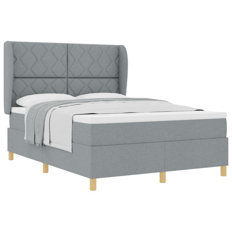 Box Spring Bed With Mattress Light Grey 160X200 Cm Fabric