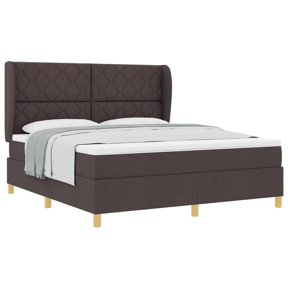 Box Spring Bed With Mattress Dark Brown 180X200 Cm Fabric