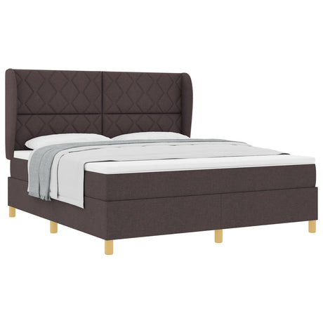 Box Spring Bed With Mattress Dark Brown 180X200 Cm Fabric