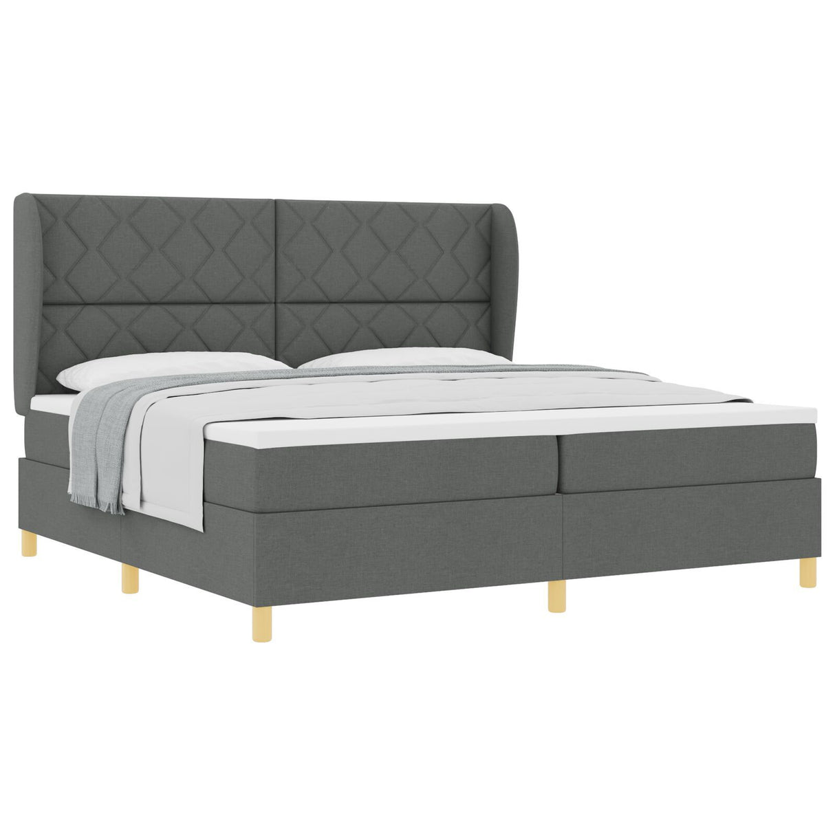 Box Spring Bed With Mattress Dark Grey 200X200 Cm Fabric
