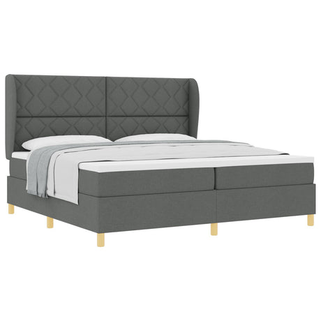 Box Spring Bed With Mattress Dark Grey 200X200 Cm Fabric