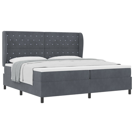 Box Spring Bed With Mattress Dark Grey 200X200 Cm Velvet