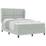 Box Spring Bed With Mattress Light Grey 160X200 Cm Velvet