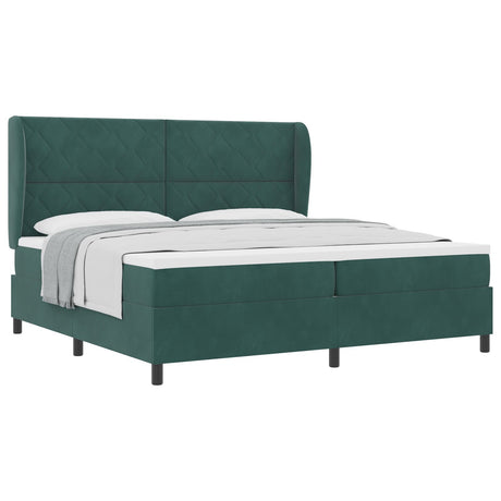 Box Spring Bed With Mattress Dark Green 200X200 Cm Velvet