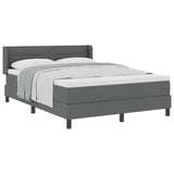 Box Spring Bed With Mattress Dark Grey 160X200 Cm Fabric,  Headboard Lines Design Dark Grey 160 Cm Fabric