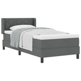 Box Spring Bed With Mattress Dark Grey 90X190 Cm Fabric,  Headboard Diamond Blocks Design Dark Grey 90 Cm Fabric
