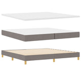 Box Spring Bed With Mattress Taupe 200X200 Cm Fabric,  Headboard Lines Design Taupe 200 Cm Fabric