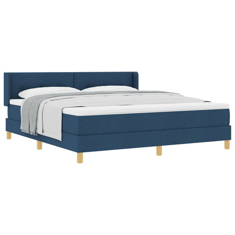 Box Spring Bed With Mattress Blue 180X200 Cm Fabric,  Headboard Button Tufted Blue 180 Cm Fabric