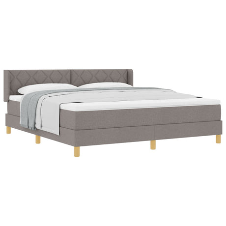 Box Spring Bed With Mattress Taupe 180X200 Cm Fabric,  Headboard Diamond Blocks Design Taupe 180 Cm Fabric