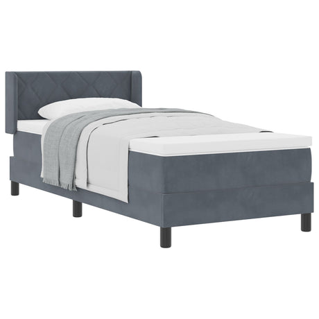 Box Spring Bed With Mattress Dark Grey 90X200 Cm Velvet