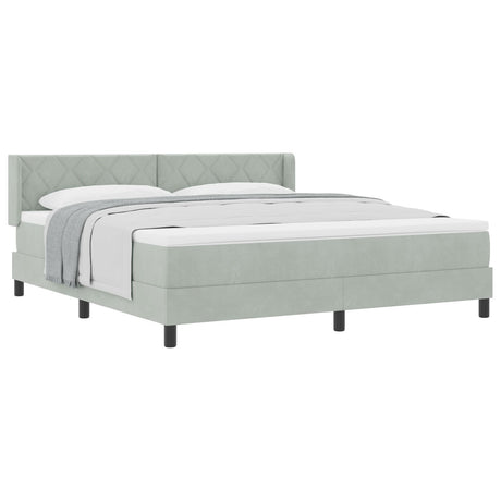 Box Spring Bed With Mattress Light Grey 180X200 Cm Velvet
