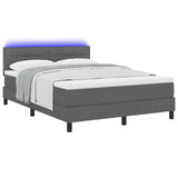 Box Spring Bed With Mattress & Led Dark Grey 140X190 Cm Fabric