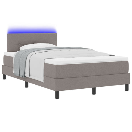 Box Spring Bed With Mattress & Led Taupe 120X190 Cm Fabric