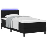 Box Spring Bed With Mattress & Led Black 90X190 Cm Fabric