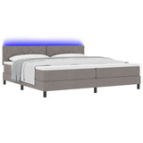Box Spring Bed With Mattress & Led Taupe 200X200 Cm Fabric