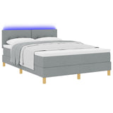 Box Spring Bed With Mattress & Led Light Grey 140X200 Cm Fabric