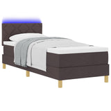 Box Spring Bed With Mattress & Led Dark Brown 80X200 Cm Fabric