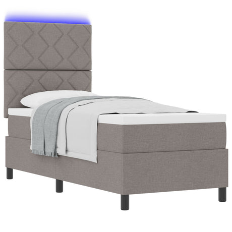 Box Spring Bed With Mattress & Led Taupe 80X200 Cm Fabric
