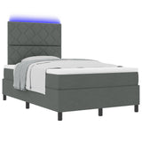 Box Spring Bed With Mattress & Led Dark Grey 120X190 Cm Fabric