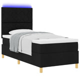 Box Spring Bed With Mattress & Led Black 90X200 Cm Fabric