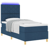 Box Spring Bed With Mattress & Led Blue 90X200 Cm Fabric