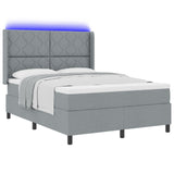 Box Spring Bed With Mattress & Led Light Grey 160X200 Cm Fabric