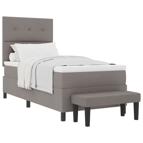Box Spring Bed With Mattress & Bench Grey 80X200 Cm Fabric