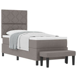 Box Spring Bed With Mattress & Bench Taupe 80X200 Cm Fabric