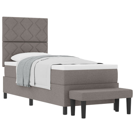 Box Spring Bed With Mattress & Bench Taupe 80X200 Cm Fabric