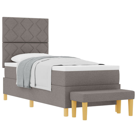 Box Spring Bed With Mattress & Bench Taupe 80X200 Cm Fabric