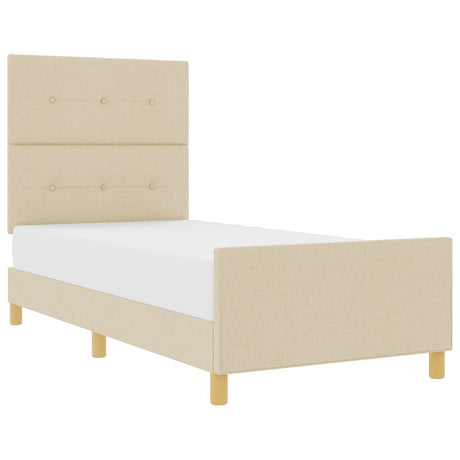 Bed Frame Cream 90X190 Cm Fabric