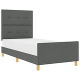 Bed Frame Dark Grey 100X200 Cm Fabric