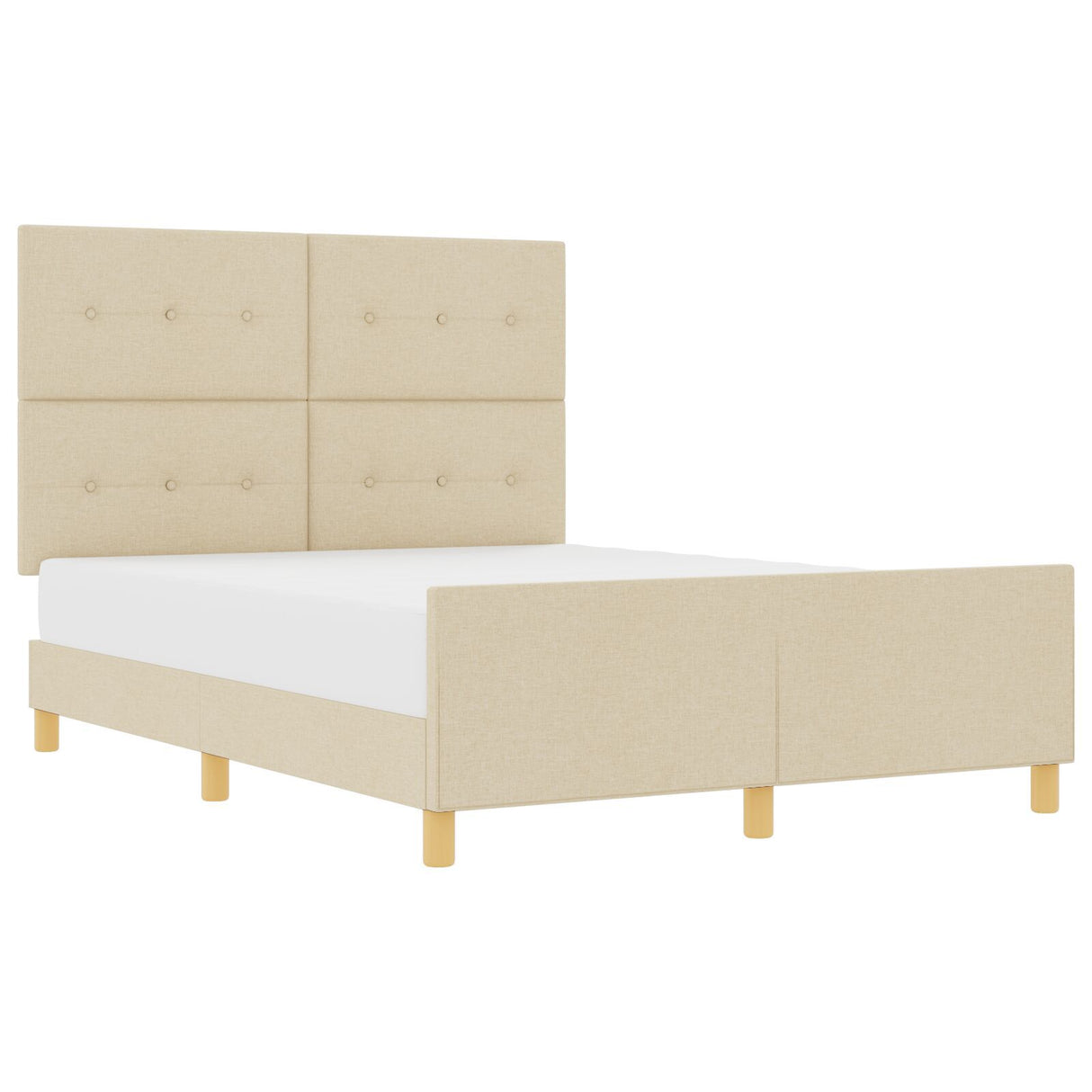 Bed Frame Cream 140X190 Cm Fabric