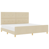 Bed Frame Cream 200X200 Cm Fabric
