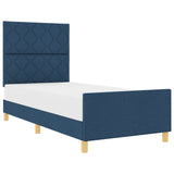 Blue Bed Frame 90X190 Cm Fabric