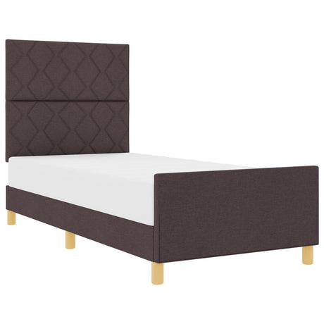 Bed Frame Dark Brown 90X200 Cm Fabric