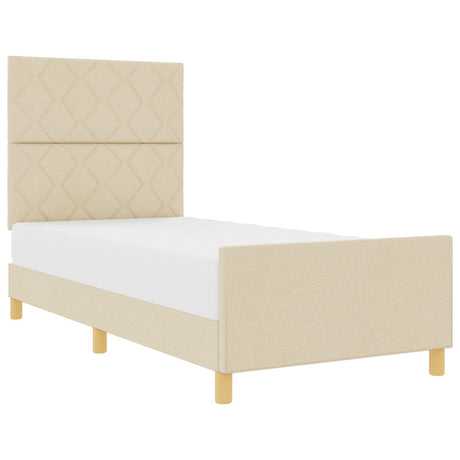 Bed Frame In Cream, 100X200 Cm, Made Of Fabric