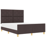 Bed Frame Dark Brown 140X190 Cm Fabric