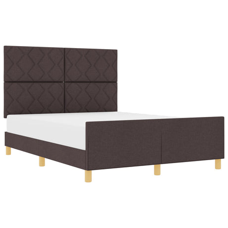 Bed Frame Dark Brown 140X190 Cm Fabric