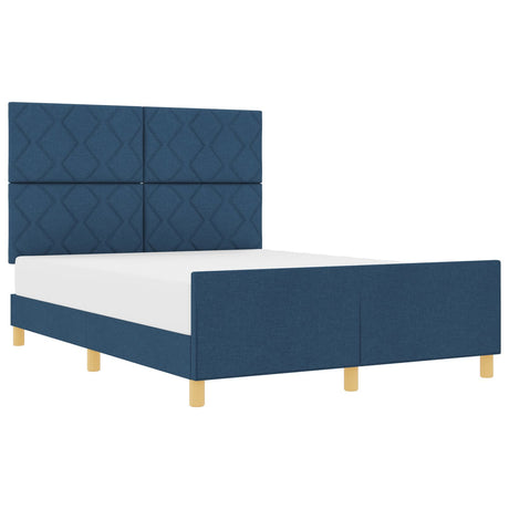 Bed Frame Blue 140X190 Cm Fabric