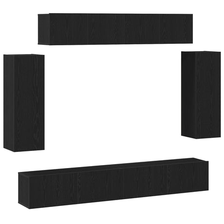 6 Piece Tv Cabinet Set - Engineered Wood In Old Wood Finish,  Tv Stand 80X30X30 Cm - Made From Engineered Wood,  Wall-Mounted Tv Cabinets - 2 Pcs In , 30.5X30X, Made From Engineered Wood,  Wall-Mounted Tv Cabinet 100X30X30 Cm - Made From Engineered Wood