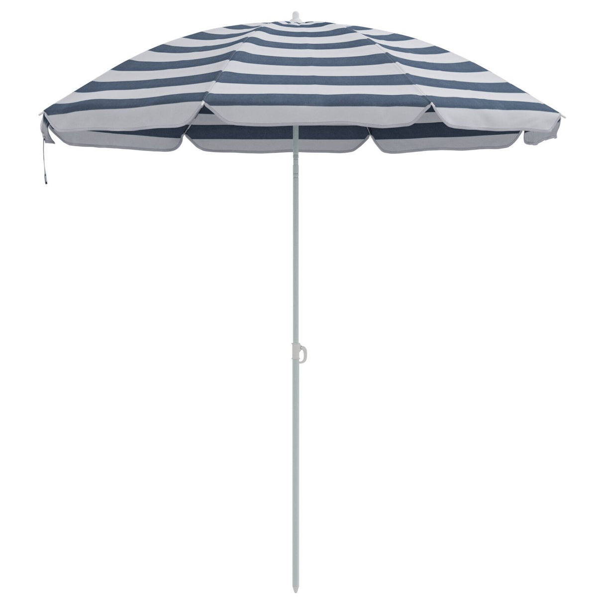 Beach Parasol With Metal Pole Blue & White 161X193 Cm Polyester