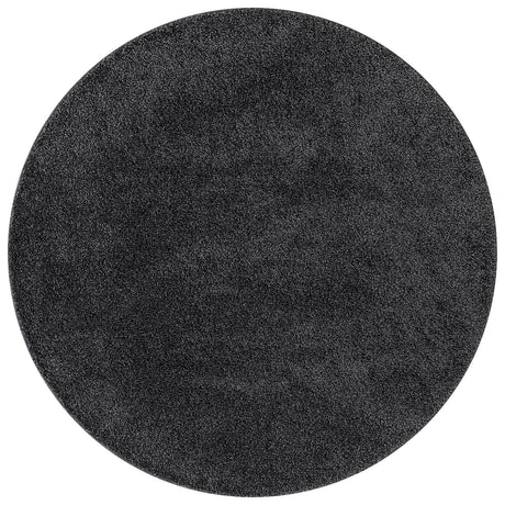 Shaggy Rug With Latex Backing Dark Grey Ø90 Cm