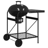 Charcoal Grill Cart With Lid Black 96X72X113 Cm Metal