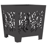 Fire Pit Square Black Steel